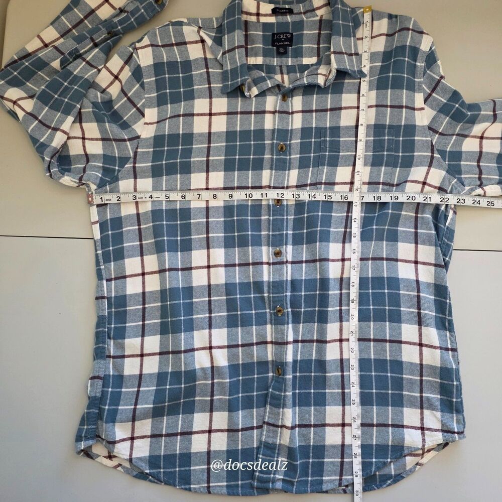 J. Crew Flannel Plaid Blue and White Men's XL - Picture 4 of 5